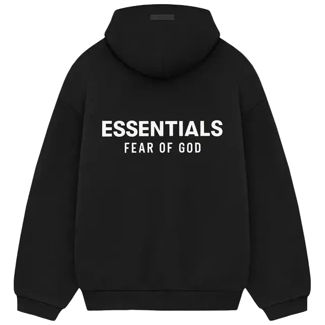Fear Of God Essentials Black White Fleece Hoodie: Oversized Fit, Iconic Branding